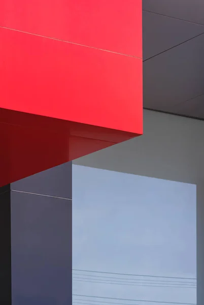 Геометрический Узор Фон Красного Алюминия Композитной Плитки Стены Украшения Отражением — стоковое фото