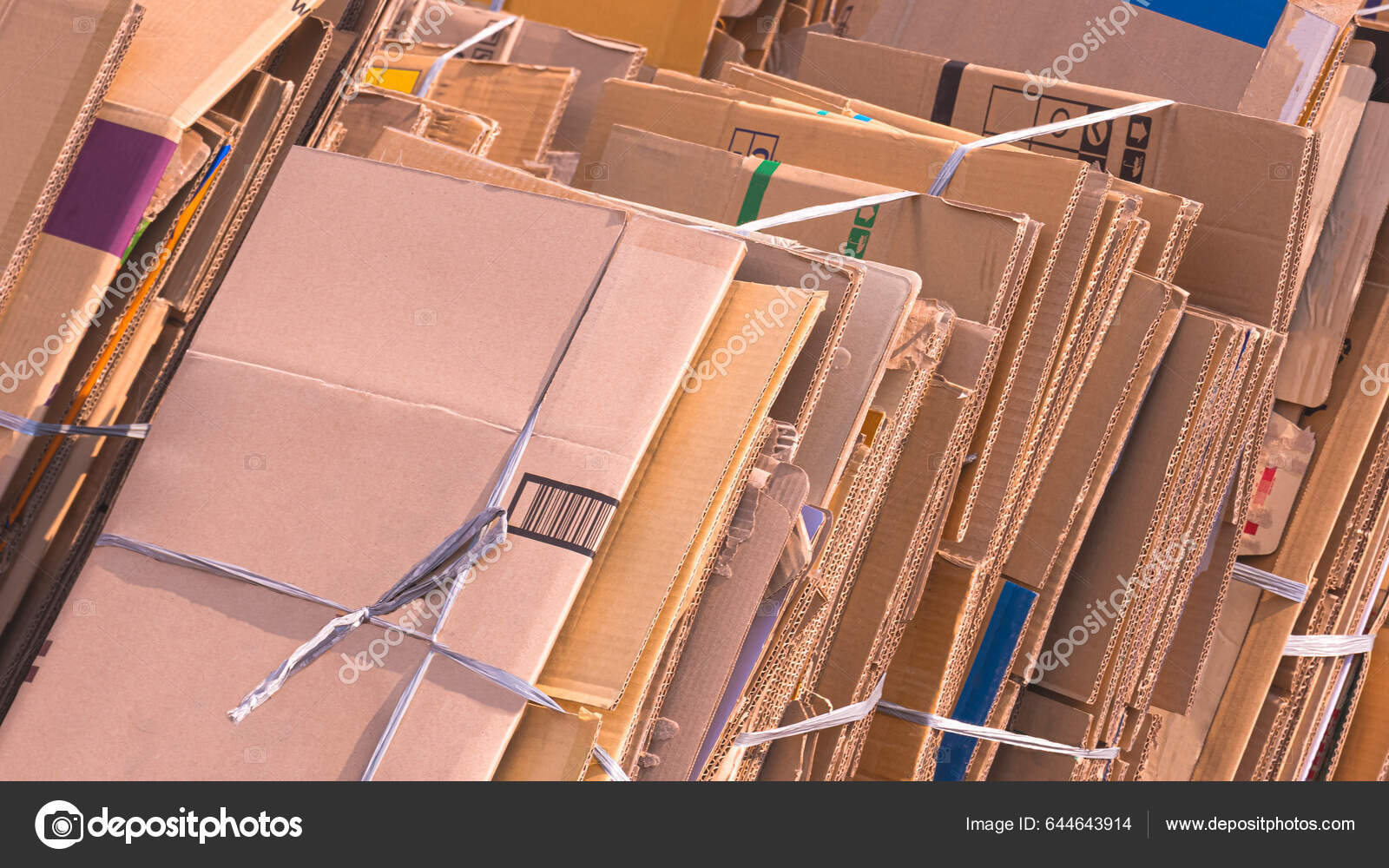Pile Many Old Used Cardboard Boxes Bundle Recycling Recyclable Material
