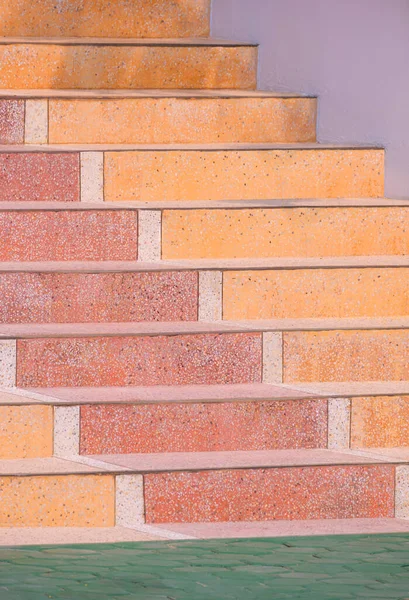 Antigos Coloridos Passos Pedra Terrazzo Escadaria Vintage Com Piso Pedra — Fotografia de Stock