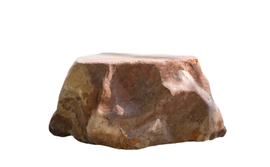 Dağ taşı bahçe sandalyesi ya da bej taşı podyumu şeffaf arkaplanda izole edilmiş, png dosyası