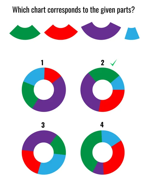 Test Raisonnement Abstrait Avec Quatre Segments Diagramme Circulaire Quatre Graphiques — Image vectorielle