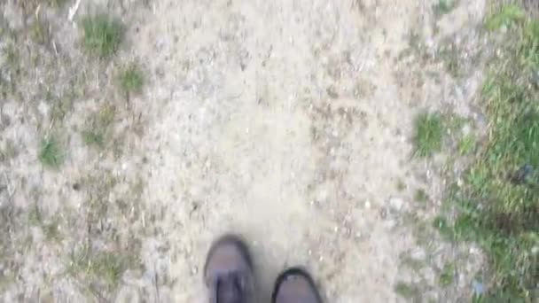 Прогулянка Природі Відео Чоловіка Або Жінки Пішохідним Взуттям Записане Зверху — стокове відео