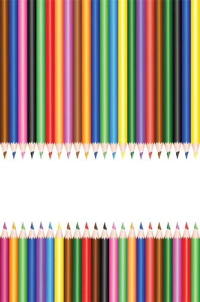 Crayones Escolares Alineados Parte Superior Inferior Página Formato Con Espacio — Archivo Imágenes Vectoriales