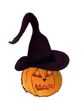 Beyaz arka planda izole edilmiş resimli balkabağı Cadılar Bayramı temalı poster pankartı