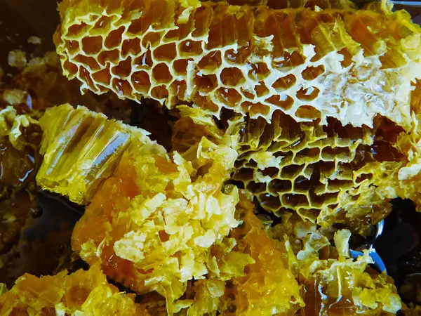 Arı kovanlarından alındıktan sonra çekilmiş bir sürü bal peteği..