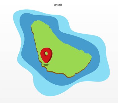 3d vektör çizimi Capitol üzerinde noktalı Barbados 'un yeşil renkli coğrafi haritası