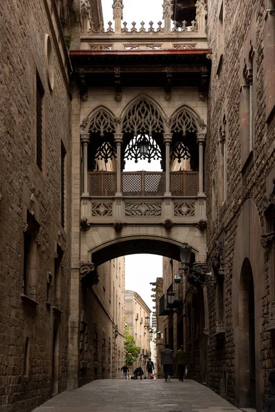 Barrio Gótico Barcelona España Está Impregnado Historia Con Calles Estrechas — Foto de Stock