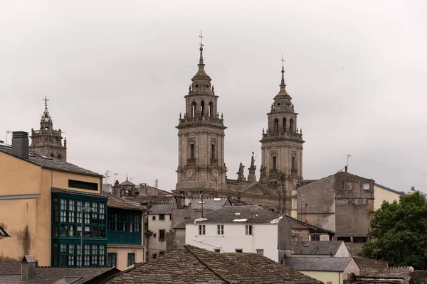 Impresionante Vista Las Cúpulas Gemelas Catedral Histórica Lugo España — Foto de Stock