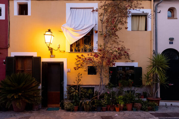 Mallorca houses at night in Balearic islands