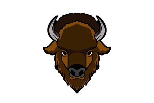 Clip Búfalo Diseño Dibujos Animados Logotipo Cabeza Búfalo Para Cualquier — Vector de stock