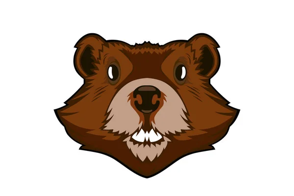 Beaver Clip Művészet Rajzfilm Design Hód Fej Logó Bármilyen Használatra — Stock Vector