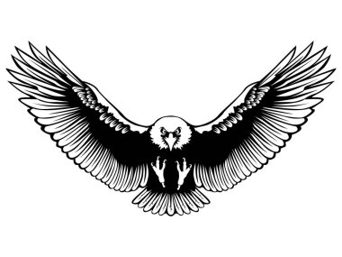 Kartal amblemi beyaz illüstrasyon izole. Amerikan sembolü özgürlük ve bağımsızlık. Şahin, Retro renkli logo.