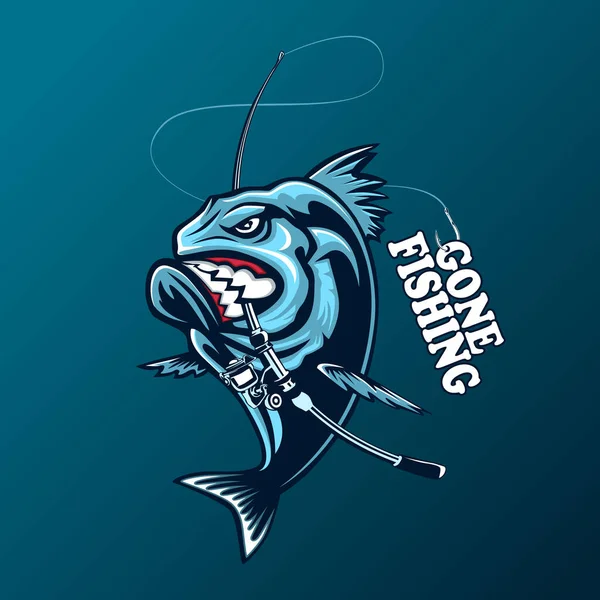 Logo Pesca Piranha Arrabbiato Illustrazione Vettoriale Può Essere Utilizzato Creazione — Vettoriale Stock