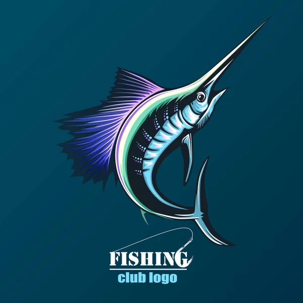 Marlin Fish Logo Spada Emblema Pesca Club Sportivo Arrabbiato Pesce — Vettoriale Stock