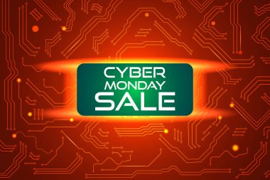 Pazartesi siber etkinliği için teknoloji satışı afişi. Satış promosyonun için vektör sanatı.