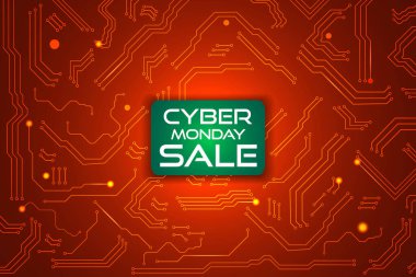 Pazartesi siber etkinliği için teknoloji satışı afişi. Satış promosyonun için vektör sanatı.