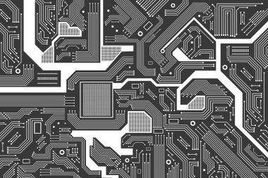 Yüksek teknoloji elektronik devre kartı vektör arka plan.
