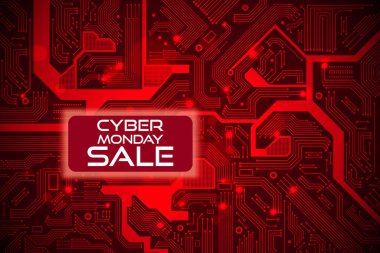 Pazartesi siber etkinliği için teknoloji satışı afişi. Satış promosyonun için vektör sanatı.