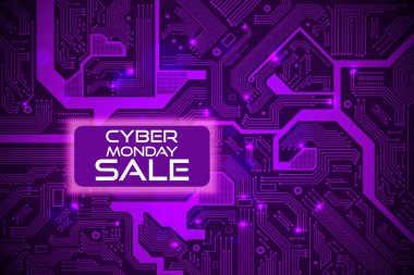 Pazartesi siber etkinliği için teknoloji satışı afişi. Satış promosyonun için vektör sanatı.