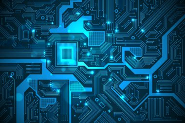 Yüksek teknoloji elektronik devre kartı vektör arka plan.