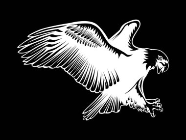 Eagle emblem isolated on white illustration. American eagle. Bird symbol of freedom and independence. Retro color logo of falcon.