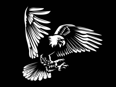 Eagle emblem isolated on white illustration. American eagle. Bird symbol of freedom and independence. Retro color logo of falcon.
