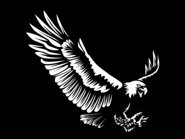 Eagle emblem isolated on white illustration. American eagle. Bird symbol of freedom and independence. Retro color logo of falcon.