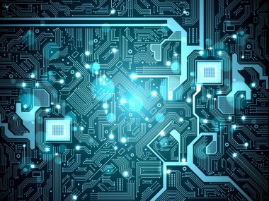 Yüksek teknoloji elektronik devre kartı vektör arka plan.