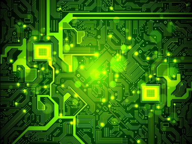 Yüksek teknoloji elektronik devre kartı vektör arka plan.