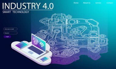 Physical systems, cloud computing, cognitive computing industry 4.0 infographic. Cyber Technology Systems concept. Infographic of industry 4.0.