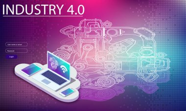 Physical systems, cloud computing, cognitive computing industry 4.0 infographic. Cyber Technology Systems concept. Infographic of industry 4.0.