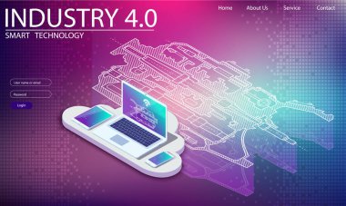 Physical systems, cloud computing, cognitive computing industry 4.0 infographic. Cyber Technology Systems concept. Infographic of industry 4.0.