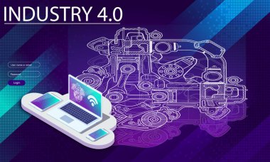 Physical systems, cloud computing, cognitive computing industry 4.0 infographic. Cyber Technology Systems concept. Infographic of industry 4.0.