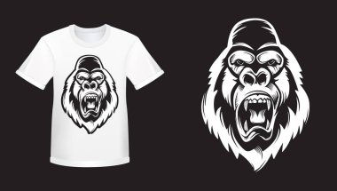 Goril maskotumuz spor logo, amblem, illüstrasyon koyu arka plan üzerinde