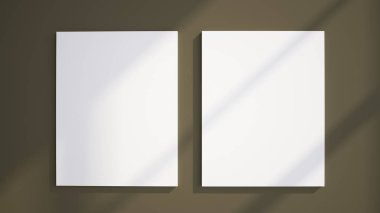 Mock up poster frames in modern interior background. Scandinavian style. Picture frames 3D render.