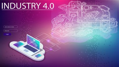 Physical systems, cloud computing, cognitive computing industry 4.0 infographic. Cyber Technology Systems concept. Infographic of industry 4.0.