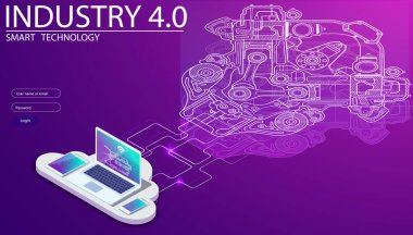 Physical systems, cloud computing, cognitive computing industry 4.0 infographic. Cyber Technology Systems concept. Infographic of industry 4.0.
