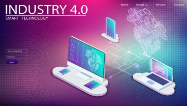 Physical systems, cloud computing, cognitive computing industry 4.0 infographic. Cyber Technology Systems concept. Infographic of industry 4.0.