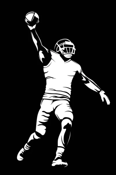 Footballeur Américain Quarterback Isolé Sur Blanc Super Bowl Sport Thème — Image vectorielle
