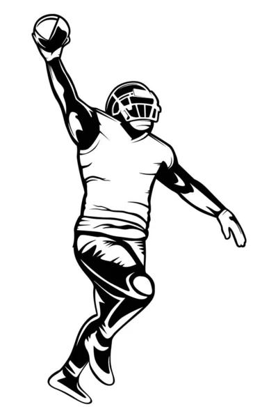 Footballeur Américain Quarterback Isolé Sur Blanc Super Bowl Sport Thème — Image vectorielle