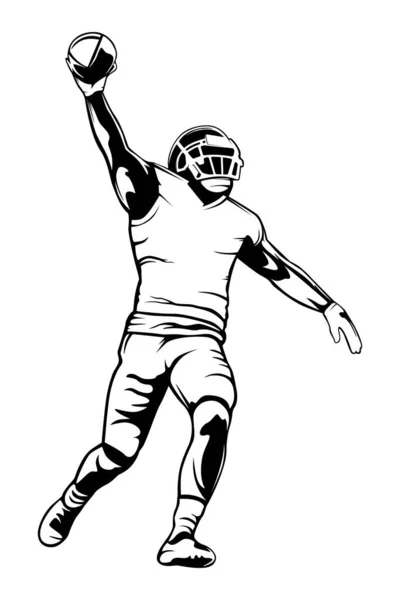 Amerikaanse Football Speler Quarterback Geïsoleerd Wit Super Bowl Sport Thema — Stockvector