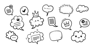 Komik el konuşma baloncukları çizdi. Vektör karalama boş tasarım ögeleri.