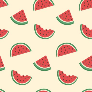 Karpuz dilimi deseni. Tatlı yaz şablonu. Karpuz Vektörü Arkaplanı