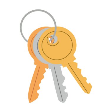 Yüzüğü beyaz arkaplanda izole edilmiş anahtar. Düz dizayn. Vektör illüstrasyonu.