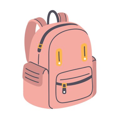 Beyaz arka planda izole edilmiş okul sırt çantasının vektör çizimi. Okula geri dön..