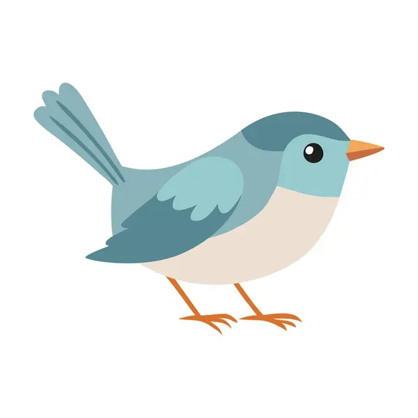 Sevimli kuş. Düz vektör çizimi beyaz arkaplanda izole edildi.
