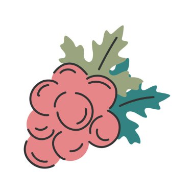 Soyut vektör üzümü. Basit bir üzüm. İç mekan, poster, kapak ve afiş için tropik meyve koleksiyonu tasarımı. Vektör illüstrasyonu