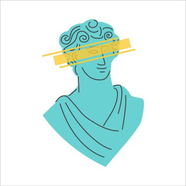 Antik Yunan heykeli. Mitolojik trend karakterleri. Vektör illüstrasyonu