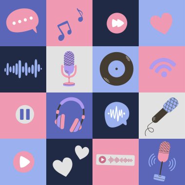 Düz tasarım tarzında müzik simgesi. Web tasarımı için vektör illüstrasyonu.