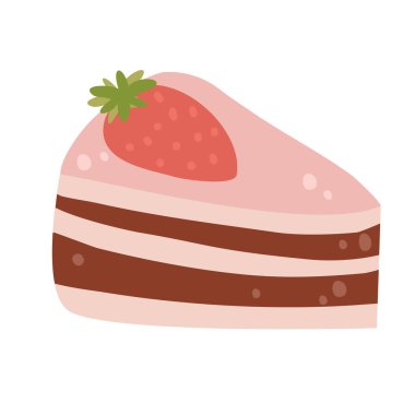 Beyaz arka planda izole edilmiş çilekli kek ikonu. Vektör illüstrasyonu